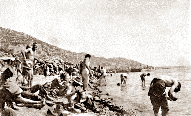 Swimming at Anzac Cove - per AWM P01116.005 Swimming at Anzac Cove - per AWM P01116.005