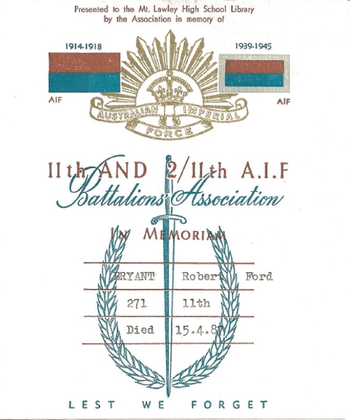 Robert Ford Bryant Memoriam 1987